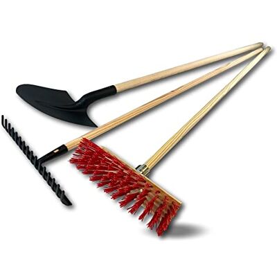 KIBROS Lot de 3 ensembles rateau + pelle maçon + balai cantonnier PVC 32 cm Manches bois Ratisser nettoyer charger déplacer Sable graviers terre Jardinage Maçonnerie TP RTPL32KITX3 - Publicité KIBROS Lot de 3 ensembles rateau + pelle maçon + balai cantonnier PVC 32 cm Manches bois Ratisser nettoyer charger déplacer Sable graviers terre Jardinage Maçonnerie TP RTPL32KITX3 - Publicité