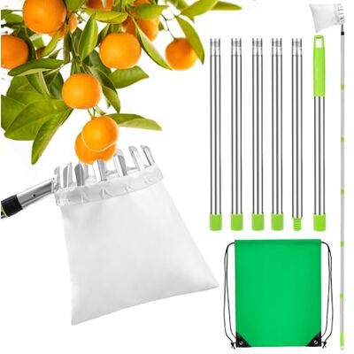 Niboken Outils de Cueillette de Fruits Ramasse Pomme Télescopique Ramasse Fruit de INOX avec Sac de Rangement de Fruits Cueilleur de Cerise pour La Récolte de Pommes D'agrumes Poires Pêches 2.4m - Publicité Niboken Outils de Cueillette de Fruits Ramasse Pomme Télescopique Ramasse Fruit de INOX avec Sac de Rangement de Fruits Cueilleur de Cerise pour La Récolte de Pommes D'agrumes Poires Pêches 2.4m - Publicité