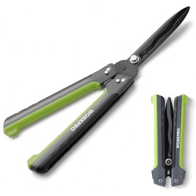WORKPRO Cisaille à Haies Pliable 58,5 cm Ciseaux de Jardin avec Lames Ondulées, Taille-Haie Manuel Professionnel pour Arbustes, Haies, Bordures et Travaux de Taille - Publicité WORKPRO Cisaille à Haies Pliable 58,5 cm Ciseaux de Jardin avec Lames Ondulées, Taille-Haie Manuel Professionnel pour Arbustes, Haies, Bordures et Travaux de Taille - Publicité