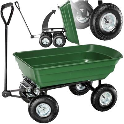 tectake ® Chariot à roulettes Tout-Terrain Brouette Jardin 4 Roues avec Benne basculante Capacité Max. 300kg Chariot à roulettes de Jardin Jardinage Charette pour Transport Sable, Bois - Publicité tectake ® Chariot à roulettes Tout-Terrain Brouette Jardin 4 Roues avec Benne basculante Capacité Max. 300kg Chariot à roulettes de Jardin Jardinage Charette pour Transport Sable, Bois - Publicité