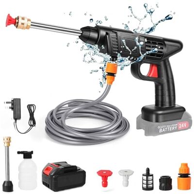 Lifellery Nettoyeur Haute Pression 24V à Batterie Sans Fil Pistolet Haute Pression pour Lavage et Arrosage de Voiture avec Batterie et Chargeur (1 Batterie) - Publicité Lifellery Nettoyeur Haute Pression 24V à Batterie Sans Fil Pistolet Haute Pression pour Lavage et Arrosage de Voiture avec Batterie et Chargeur (1 Batterie) - Publicité
