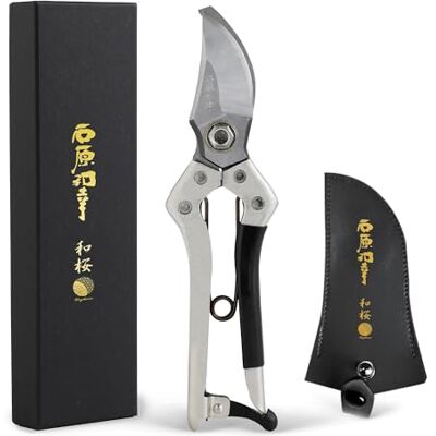 Wazakura Sécateur Professionnel à Lame Franche Fabriqué au Japon, Outil de Jardinage Japonais Coupe de Branche Fleurs et Plantes, Acier Inoxydable, Bypass Argent, Édition limitée Kazuyuki Ishihara - Publicité Wazakura Sécateur Professionnel à Lame Franche Fabriqué au Japon, Outil de Jardinage Japonais Coupe de Branche Fleurs et Plantes, Acier Inoxydable, Bypass Argent, Édition limitée Kazuyuki Ishihara - Publicité