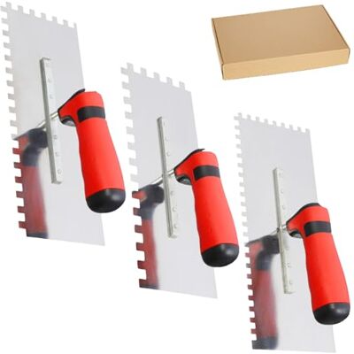 GOMETY Ensemble de 3 Truelles Crantées en Acier Inoxydable, Truelle de lissage en Acier Inoxydable avec Crans de 6/8/10 mm, Truelle Crantée Antirouille avec Manche pour L'application D'enduits - Publicité GOMETY Ensemble de 3 Truelles Crantées en Acier Inoxydable, Truelle de lissage en Acier Inoxydable avec Crans de 6/8/10 mm, Truelle Crantée Antirouille avec Manche pour L'application D'enduits - Publicité