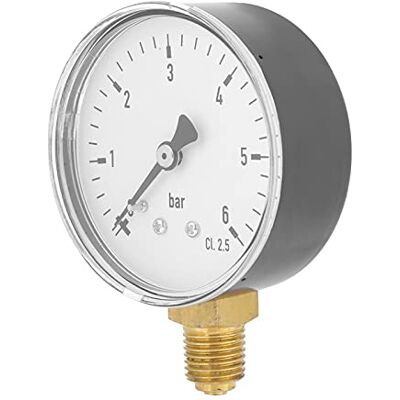 Wakects Manomètre hydraulique à air 1/4" NPT 0-6 bar Manomètre à montage latéral Manomètre de pression du carburant, de l'air, de l'eau outils de mesure du manomètre - Publicité Wakects Manomètre hydraulique à air 1/4" NPT 0-6 bar Manomètre à montage latéral Manomètre de pression du carburant, de l'air, de l'eau outils de mesure du manomètre - Publicité