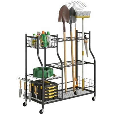 Outsunny Organisateur d'Outils de Jardin en Acier à 3 Niveaux 4 Roues Noir 32 Emplacements, 11 Crochets, Porte-Outils de Jardin pour Pelles et Râteaux Longs, Rangement Outils Jardin - Publicité Outsunny Organisateur d'Outils de Jardin en Acier à 3 Niveaux 4 Roues Noir 32 Emplacements, 11 Crochets, Porte-Outils de Jardin pour Pelles et Râteaux Longs, Rangement Outils Jardin - Publicité