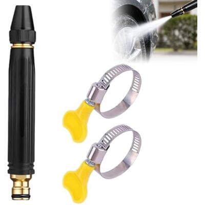 Kouamor Buse de tuyau haute pression à 360°, avec buse d'amplificateur et 2 colliers de serrage, 3 types de jet, pistolet à eau 10 fois puissant pour nettoyage de voiture, tuyau d'arrosage en acier inoxydable - Publicité Kouamor Buse de tuyau haute pression à 360°, avec buse d'amplificateur et 2 colliers de serrage, 3 types de jet, pistolet à eau 10 fois puissant pour nettoyage de voiture, tuyau d'arrosage en acier inoxydable - Publicité