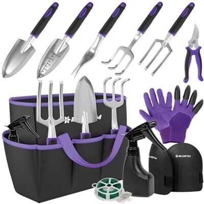 BLOSTM Ensemble d'outils de jardinage 11 pièces – Kit d'outils de jardin robustes avec sac fourre-tout imperméable – Truelle de jardin antirouille avec poignées ergonomiques – Cadeaux de jardinage - Publicité BLOSTM Ensemble d'outils de jardinage 11 pièces – Kit d'outils de jardin robustes avec sac fourre-tout imperméable – Truelle de jardin antirouille avec poignées ergonomiques – Cadeaux de jardinage - Publicité