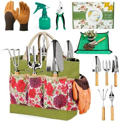 SLARMOR Kit de Jardinage Robuste 10 pièces en Acier Inoxydable avec sécateur Gants et Sac de Rangement idéal pour Femmes et Hommes Un Cadeau Parfait pour Les jardiniers - Publicité SLARMOR Kit de Jardinage Robuste 10 pièces en Acier Inoxydable avec sécateur Gants et Sac de Rangement idéal pour Femmes et Hommes Un Cadeau Parfait pour Les jardiniers - Publicité