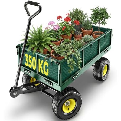 tectake ® Chariot de Transport Chariot à roulettes de Jardin Remorque à Main Charrette à Bras Capacité 350kg avec Parois latéraux rabattables et Bâche pour Bois de chauffage Courses Plage Pêche Camping - Publicité tectake ® Chariot de Transport Chariot à roulettes de Jardin Remorque à Main Charrette à Bras Capacité 350kg avec Parois latéraux rabattables et Bâche pour Bois de chauffage Courses Plage Pêche Camping - Publicité