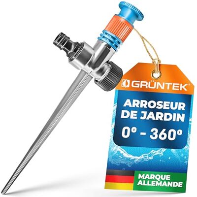 GRÜNTEK Arroseur de Jardin à Sécteur. Asperseur Arrosage Circulaire et Serie Arroseur sur Piquet à Secteur 360° Jardin Gazon Pelouse Rotatif - Publicité GRÜNTEK Arroseur de Jardin à Sécteur. Asperseur Arrosage Circulaire et Serie Arroseur sur Piquet à Secteur 360° Jardin Gazon Pelouse Rotatif - Publicité