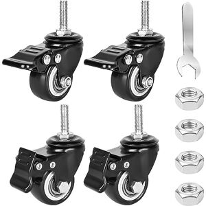 Leikurvo Lot de 4 roulettes de meuble de 40 mm : vis M8 x 25 mm Roulettes fixes M8 Roulettes pivotantes pour meubles avec frein, 35 kg, rotation à 360 °, roulettes de transport en caoutchouc pour l'intérieur - Publicité Leikurvo Lot de 4 roulettes de meuble de 40 mm : vis M8 x 25 mm Roulettes fixes M8 Roulettes pivotantes pour meubles avec frein, 35 kg, rotation à 360 °, roulettes de transport en caoutchouc pour l'intérieur - Publicité