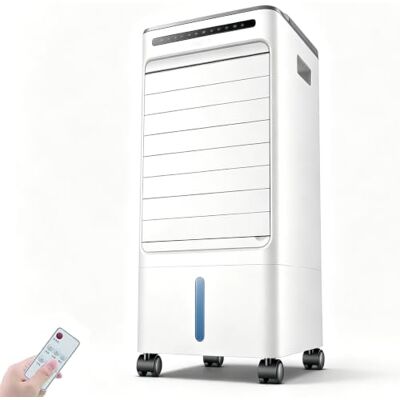 WNGJZZYC Refroidisseur d'Air Évaporatif Portable 5L, Unité de Refroidissement Mobile 4-en-1 avec 3 Vitesses, Ions Négatifs et Humidification, Roulettes Universelles pour Maison Bureau Dortoir - Publicité WNGJZZYC Refroidisseur d'Air Évaporatif Portable 5L, Unité de Refroidissement Mobile 4-en-1 avec 3 Vitesses, Ions Négatifs et Humidification, Roulettes Universelles pour Maison Bureau Dortoir - Publicité
