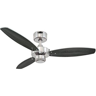 Westinghouse 72289 Ventilateur de plafond d'intérieur à trois pales Jet I de 105 cm, finition en nickel brossé - Publicité Westinghouse 72289 Ventilateur de plafond d'intérieur à trois pales Jet I de 105 cm, finition en nickel brossé - Publicité