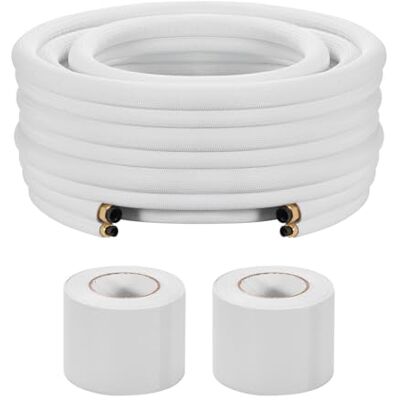 VEVOR Liaison Frigorifique Tuyau en Cuivre Mini-split 6,4 mm 12,7 mm Diamètre Extérieur, 15,2 m Longueur, Bobine Isolée PE Blanc Épais 9,5 mm avec Écrous, Ruban Fixation, pour Mini Climatiseurs Split - Publicité VEVOR Liaison Frigorifique Tuyau en Cuivre Mini-split 6,4 mm 12,7 mm Diamètre Extérieur, 15,2 m Longueur, Bobine Isolée PE Blanc Épais 9,5 mm avec Écrous, Ruban Fixation, pour Mini Climatiseurs Split - Publicité