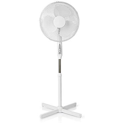 NEDIS Ventilateur sur pied 3 vitesses 45 W 40 cm Oscillation Hauteur réglable Télécommande Métal Blanc - Publicité NEDIS Ventilateur sur pied 3 vitesses 45 W 40 cm Oscillation Hauteur réglable Télécommande Métal Blanc - Publicité