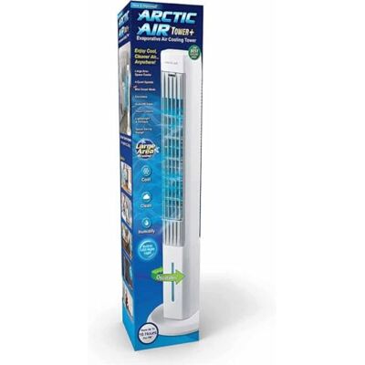 Arctic Tower+ Refroidisseur évaporatif d'intérieur ventilateur oscillant silencieux, minuterie d'arrêt automatique, 4 vitesses, veilleuse LED, refroidissement 16 - Publicité Arctic Tower+ Refroidisseur évaporatif d'intérieur ventilateur oscillant silencieux, minuterie d'arrêt automatique, 4 vitesses, veilleuse LED, refroidissement 16 - Publicité