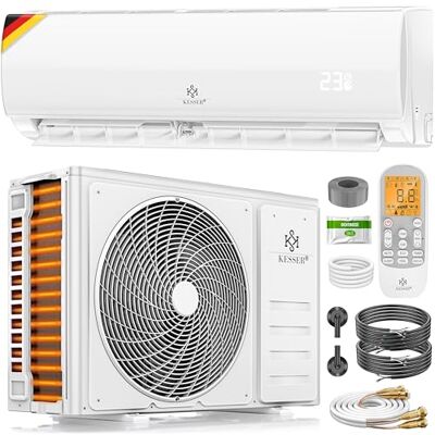 KESSER ® Split Quick Connect 9000 BTU 2,6 kW Climatiseur mural chauffage/refroidissement Câble en cuivre R32 Matériel de montage inclus - Publicité KESSER ® Split Quick Connect 9000 BTU 2,6 kW Climatiseur mural chauffage/refroidissement Câble en cuivre R32 Matériel de montage inclus - Publicité