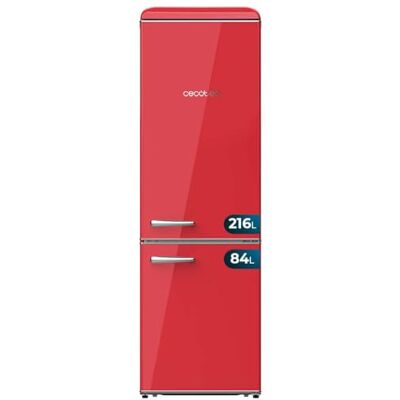 Cecotec Réfrigérateur Combiné Rétro 300L Bolero CoolMarket Combi Origin 300 Rouge E, Classe E, LED Intérieur, Crisper Box, Contrôle de Température, Poignée Chromée et Tablettes en Verre. Publicité Cecotec Réfrigérateur Combiné Rétro 300L Bolero CoolMarket Combi Origin 300 Rouge E, Classe E, LED Intérieur, Crisper Box, Contrôle de Température, Poignée Chromée et Tablettes en Verre. Publicité