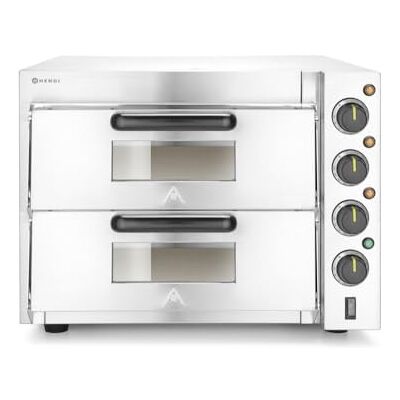 HENDI Four à pizza compact, 2 chambres, 50/350 ˚C, 230V/3000W, 580x560x(H)435mm, Argent - Publicité HENDI Four à pizza compact, 2 chambres, 50/350 ˚C, 230V/3000W, 580x560x(H)435mm, Argent - Publicité