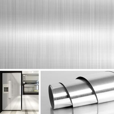 Livelynine - 052-BSV-5 - Finition nickel brossé - 40cm x 5m - Papier peint - Publicité Livelynine - 052-BSV-5 - Finition nickel brossé - 40cm x 5m - Papier peint - Publicité