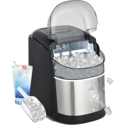 HOMCOM Machine à glaçons 12kg en 24h Autonettoyant 1,8 L Affichage LED Machine Glacon, Pelle Et Panier Inclus, Acier Inox, Maison Cuisine Bar - Publicité HOMCOM Machine à glaçons 12kg en 24h Autonettoyant 1,8 L Affichage LED Machine Glacon, Pelle Et Panier Inclus, Acier Inox, Maison Cuisine Bar - Publicité