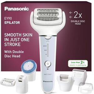 Panasonic ES-EY90-A503 Épilateur Wet &Dry, Double Disque 60 Pinces, Tête Flexible Pivotante 90°, 3 Vitesses et LED, 30 Minutes d'Autonomie, sans Fil, Épilateur, Tête Rasoir, Tête de Soin des Pieds - Publicité Panasonic ES-EY90-A503 Épilateur Wet &Dry, Double Disque 60 Pinces, Tête Flexible Pivotante 90°, 3 Vitesses et LED, 30 Minutes d'Autonomie, sans Fil, Épilateur, Tête Rasoir, Tête de Soin des Pieds - Publicité