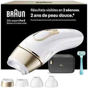 Braun Epilateur Lumiere Pulsee Silk·expert Pro 5 PL5431, Blanc et Or – Alternative au Laser à Domicile, Filaire, avec Pochette, Rasoir Gillette Venus, 4 Têtes - Publicité Braun Epilateur Lumiere Pulsee Silk·expert Pro 5 PL5431, Blanc et Or – Alternative au Laser à Domicile, Filaire, avec Pochette, Rasoir Gillette Venus, 4 Têtes - Publicité