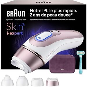 Braun Epilateur Lumiere Pulsee Intelligent Skin i·expert PL7431, Blanc et Bronze – Alternative au Laser à Domicile, Filaire, avec Pochette, Rasoir Gillette Venus, 4 Têtes, Connecté à L’Application - Publicité Braun Epilateur Lumiere Pulsee Intelligent Skin i·expert PL7431, Blanc et Bronze – Alternative au Laser à Domicile, Filaire, avec Pochette, Rasoir Gillette Venus, 4 Têtes, Connecté à L’Application - Publicité
