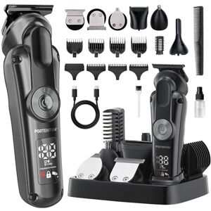 PORTENTUM Tondeuse barbe homme – Lot 21 pcs – LED – Rasoir Électrique Visage et Corps – Tondeuse Cheveux Polyvalente – 6 Têtes – 7 Sabots – USB-C – Autonomie 120 min – Support Organisateur Sans Fil - Publicité PORTENTUM Tondeuse barbe homme – Lot 21 pcs – LED – Rasoir Électrique Visage et Corps – Tondeuse Cheveux Polyvalente – 6 Têtes – 7 Sabots – USB-C – Autonomie 120 min – Support Organisateur Sans Fil - Publicité