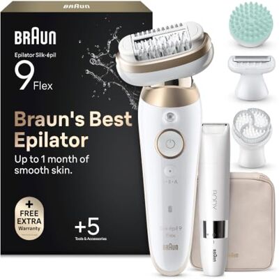 Braun Silk·épil 9 Flex SkinSpa Épilateur pour femme, tout-en-un avec tête flexible à 360° pour une épilation facile, humide et sec, peau lisse longue durée avec tondeuse pour le corps, 9-481 3D, doré - Publicité Braun Silk·épil 9 Flex SkinSpa Épilateur pour femme, tout-en-un avec tête flexible à 360° pour une épilation facile, humide et sec, peau lisse longue durée avec tondeuse pour le corps, 9-481 3D, doré - Publicité