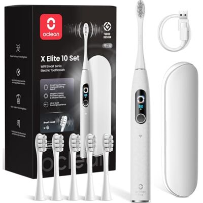 Oclean X Elite 10 Brosse à dents électrique, Écran tactile, 12 zones de suivi, 5 modes avec Gencive, 6 Brossettes&Étui de voyage, Brosse à dents sonique, 40 jours Autonomie, 45 dB, Minuterie, Gris Set - Publicité Oclean X Elite 10 Brosse à dents électrique, Écran tactile, 12 zones de suivi, 5 modes avec Gencive, 6 Brossettes&Étui de voyage, Brosse à dents sonique, 40 jours Autonomie, 45 dB, Minuterie, Gris Set - Publicité