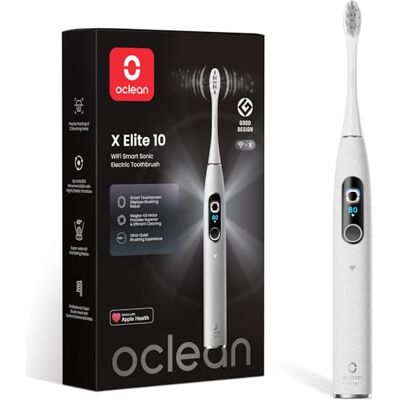 Oclean Brosse à dents électrique X Elite 10, Écran tactile, 12 zones de suivi, 5 modes de brossage avec Gencive, Brosse à dents sonique, 40 jours d'autonomie, Silencieux 45 dB, Minuterie, Gris - Publicité Oclean Brosse à dents électrique X Elite 10, Écran tactile, 12 zones de suivi, 5 modes de brossage avec Gencive, Brosse à dents sonique, 40 jours d'autonomie, Silencieux 45 dB, Minuterie, Gris - Publicité