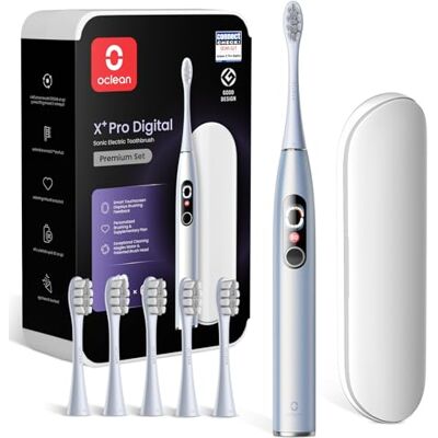 Oclean Brosse à dents électrique X Series Pro Digital Travel Set, 6 Brosettes Étui de voyage, Suivi en temps réel de 8 zones et 3 Modes, Autonomie 30 jours, Minuteur & Rappel, Set Perle Argenté - Publicité Oclean Brosse à dents électrique X Series Pro Digital Travel Set, 6 Brosettes Étui de voyage, Suivi en temps réel de 8 zones et 3 Modes, Autonomie 30 jours, Minuteur & Rappel, Set Perle Argenté - Publicité