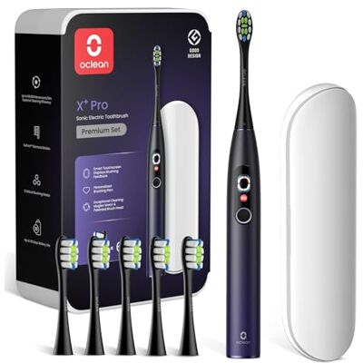 Oclean X Pro Set Brosse à dents électrique, 6 Brosettes et Étui de voyage, 3 Modes et Écran tactile intelligente, Suivi en temps réel, Autonomie 30 jours, Minuteur & Rappel, Set Violet - Publicité Oclean X Pro Set Brosse à dents électrique, 6 Brosettes et Étui de voyage, 3 Modes et Écran tactile intelligente, Suivi en temps réel, Autonomie 30 jours, Minuteur & Rappel, Set Violet - Publicité