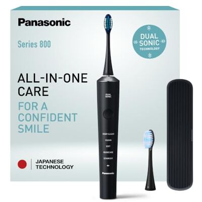 Panasonic EW-DC75 Brosse à Dents Sonique, Double Technologie Sonique, Noir 5 Modes, Têtes Ultra-Fines, Charge USB-C Rapide, Étui de Voyage - Publicité Panasonic EW-DC75 Brosse à Dents Sonique, Double Technologie Sonique, Noir 5 Modes, Têtes Ultra-Fines, Charge USB-C Rapide, Étui de Voyage - Publicité