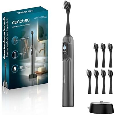 Cecotec Brosse à Dents Électrique Sonique ToothCare UltraSonic PlatiniumSwing. Oscillation, 50 000 rpm, 8 Têtes, 5 Modes, Écran, Rapport de Nettoyage, Charge Sans Fil et Étui - Publicité Cecotec Brosse à Dents Électrique Sonique ToothCare UltraSonic PlatiniumSwing. Oscillation, 50 000 rpm, 8 Têtes, 5 Modes, Écran, Rapport de Nettoyage, Charge Sans Fil et Étui - Publicité