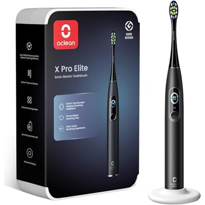 Oclean X Pro Elite Brosse à dents électrique, Brosse à dent sonique sileusieux, Écran Intelligent, 4 Modes&35 Jours Autonomie, Suivi en temps réel, Minuteur et Rappel 30s, IPX7, Noir - Publicité Oclean X Pro Elite Brosse à dents électrique, Brosse à dent sonique sileusieux, Écran Intelligent, 4 Modes&35 Jours Autonomie, Suivi en temps réel, Minuteur et Rappel 30s, IPX7, Noir - Publicité
