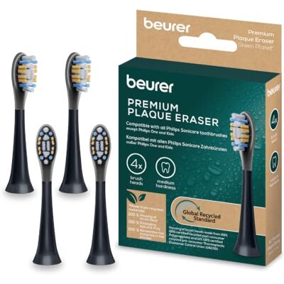 Beurer SC Plaque Eraser têtes de brosse à dents soniques, dureté moyenne 4 brossettes de rechange pour SC 11, SC 30, SC 50 & Philips Sonicare, poils à vibration optimisée - Publicité Beurer SC Plaque Eraser têtes de brosse à dents soniques, dureté moyenne 4 brossettes de rechange pour SC 11, SC 30, SC 50 & Philips Sonicare, poils à vibration optimisée - Publicité