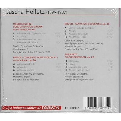 Jascha Heifetz Joue Mendelssohn Bruch et Sarasate - Publicité Jascha Heifetz Joue Mendelssohn Bruch et Sarasate - Publicité