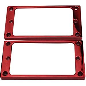 guyker Flat Metal Humbucker Pickup Mounting Ring Set Bridge Neck Pickups Cover Frame Replacement Part for Electric Guitar or Precision Bass(2PCS, Rose Red) - Publicité