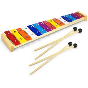 CeleMoon Xylophone en bois naturel 15 tons pour enfants et tout-petits avec barres métalliques multicolores, instrument de musique pour enfants garçons et filles - Publicité CeleMoon Xylophone en bois naturel 15 tons pour enfants et tout-petits avec barres métalliques multicolores, instrument de musique pour enfants garçons et filles - Publicité