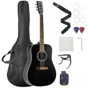 VEVOR Guitare Acoustique Dreadnought 6 Cordes, 103 cm, Table en Épicéa Massif Noir, Fond en Acajou, Touche Palissandre, avec Sac à Dos Portable, Accordeur, Sangle, Médiators, Capodastre, pour Adultes - Publicité VEVOR Guitare Acoustique Dreadnought 6 Cordes, 103 cm, Table en Épicéa Massif Noir, Fond en Acajou, Touche Palissandre, avec Sac à Dos Portable, Accordeur, Sangle, Médiators, Capodastre, pour Adultes - Publicité