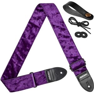Amumu Sangle de guitare en velours floqué avec extrémités en cuir microfibre – Accessoires de guitare – Convient aux guitares acoustiques, basses et électriques – Violet, violet, taille unique - Publicité Amumu Sangle de guitare en velours floqué avec extrémités en cuir microfibre – Accessoires de guitare – Convient aux guitares acoustiques, basses et électriques – Violet, violet, taille unique - Publicité