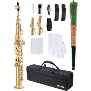 VEVOR Saxophone Droit Soprano Si Bémol Kit Saxophone Débutants Laiton Résistant avec Étui de Transport, Bec, Sangles, Chiffon et Tige de Nettoyage, Gants, 23 Touches, pour Débutants, Étudiants, Doré - Publicité VEVOR Saxophone Droit Soprano Si Bémol Kit Saxophone Débutants Laiton Résistant avec Étui de Transport, Bec, Sangles, Chiffon et Tige de Nettoyage, Gants, 23 Touches, pour Débutants, Étudiants, Doré - Publicité
