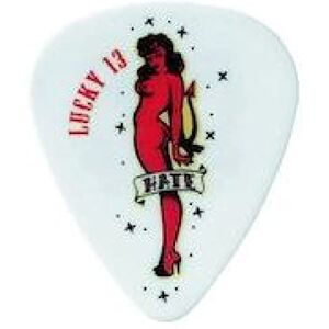Dunlop Lucky 13 Series II, sachet de 36#8 Hate Girl, black, 1.00 mm - Publicité Dunlop Lucky 13 Series II, sachet de 36#8 Hate Girl, black, 1.00 mm - Publicité