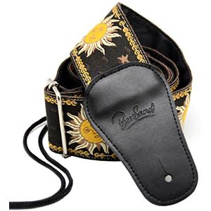 BestSounds sangle de guitare embouts en cuir véritable et sangle de style tissé jacquard soleil pour guitares basses, électriques et acoustiques - Publicité BestSounds sangle de guitare embouts en cuir véritable et sangle de style tissé jacquard soleil pour guitares basses, électriques et acoustiques - Publicité