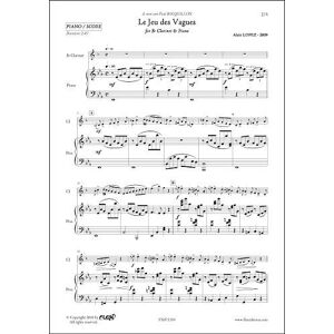 LOPEZ Alain PARTITION CLASSIQUE Le Jeu des Vagues A. LOPEZ Clarinette & Piano - Publicité LOPEZ Alain PARTITION CLASSIQUE Le Jeu des Vagues A. LOPEZ Clarinette & Piano - Publicité