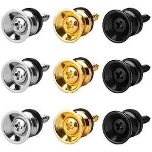 MengH-SHOP Sangle de Guitare Bouton Serrures de Sangles de Guitare en Métal avec Vis et Coussins en Caoutchouc pour Guitare Acoustique Electrique Basse Ukulélé 9 Pack (Or, Argent, Noir) - Publicité MengH-SHOP Sangle de Guitare Bouton Serrures de Sangles de Guitare en Métal avec Vis et Coussins en Caoutchouc pour Guitare Acoustique Electrique Basse Ukulélé 9 Pack (Or, Argent, Noir) - Publicité