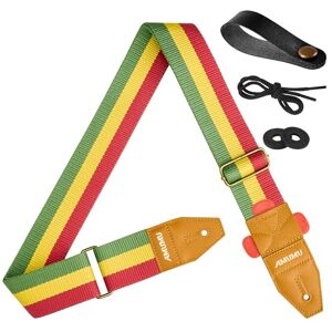 Amumu Sangle de guitare Reggae Jamaica Rasta pour guitares acoustiques, électriques et basses avec blocs de sangle et attache de sangle de tête, Reggae, 5 - Publicité Amumu Sangle de guitare Reggae Jamaica Rasta pour guitares acoustiques, électriques et basses avec blocs de sangle et attache de sangle de tête, Reggae, 5 - Publicité