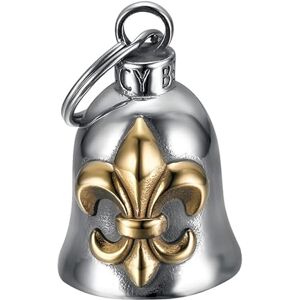 MOCY BELL Clochette Moto Fleur DE LYS Porte-Bonheur Acier Inoxydable Argent Or - Publicité MOCY BELL Clochette Moto Fleur DE LYS Porte-Bonheur Acier Inoxydable Argent Or - Publicité